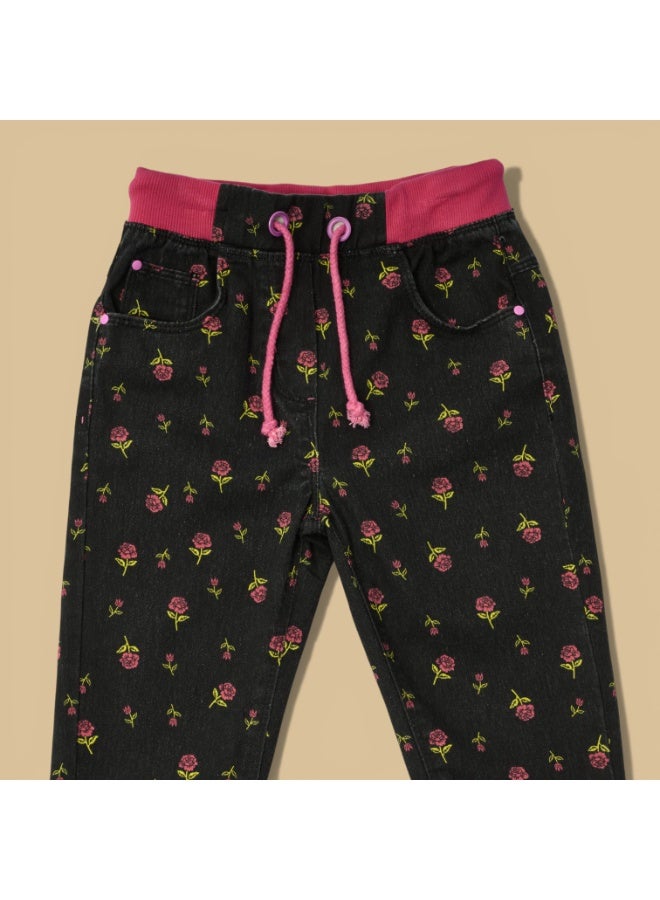 MARWAN Girls Printed Long Pant with Rib Waist and Drawstring - Image 3